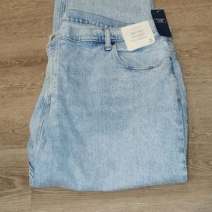 Abercrombie Fitch Curve Love 90's Ultra High Rise Straight Cotton Sz 36/22 Jean